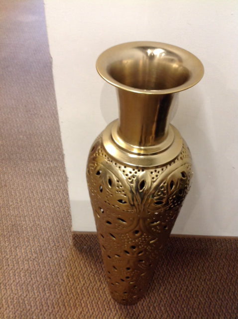 36" Gold Metal Floor Vase