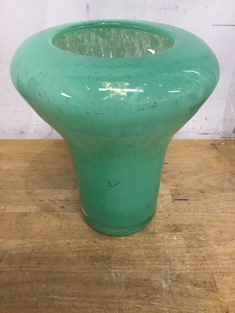 8" Aqua Art Glass Vase