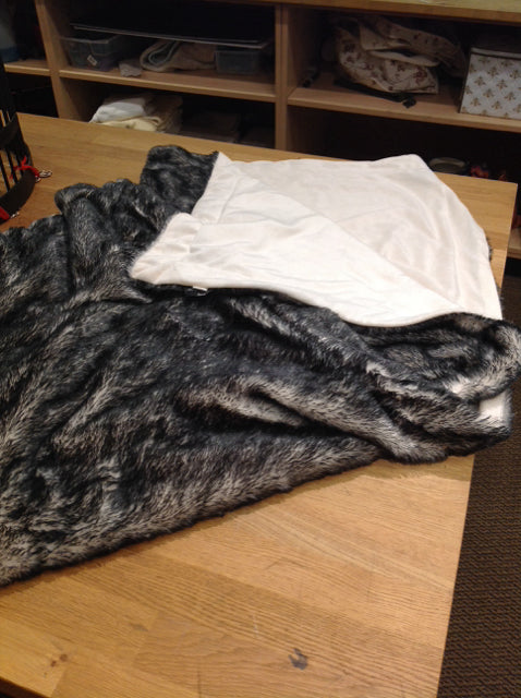 North End Black & White Faux Fur Throw
