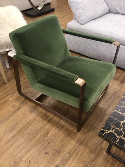 Green Fabric & Metal Armchair