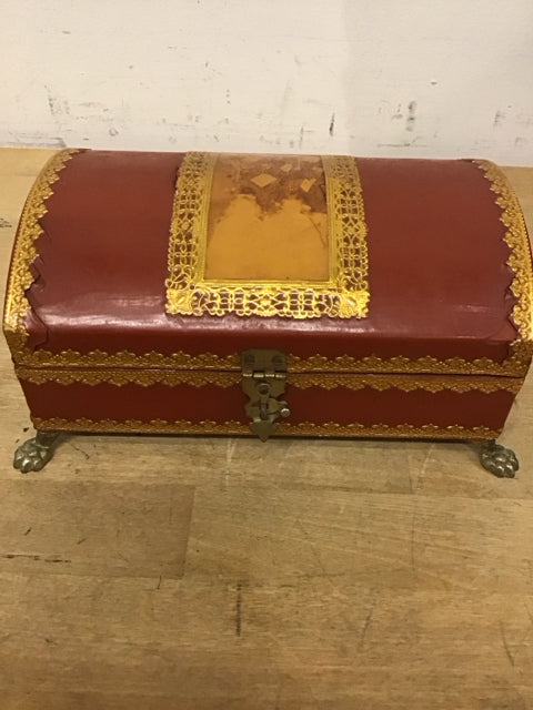 8"x5" Vintage Gold & Rust Ornate Music Box