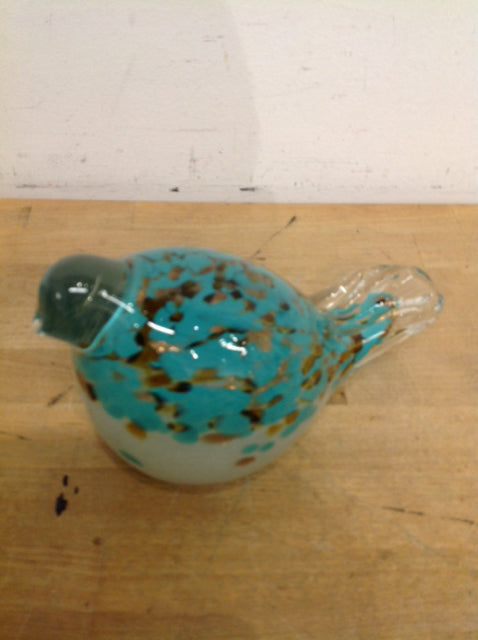 8" Aqua Art Glass Bird