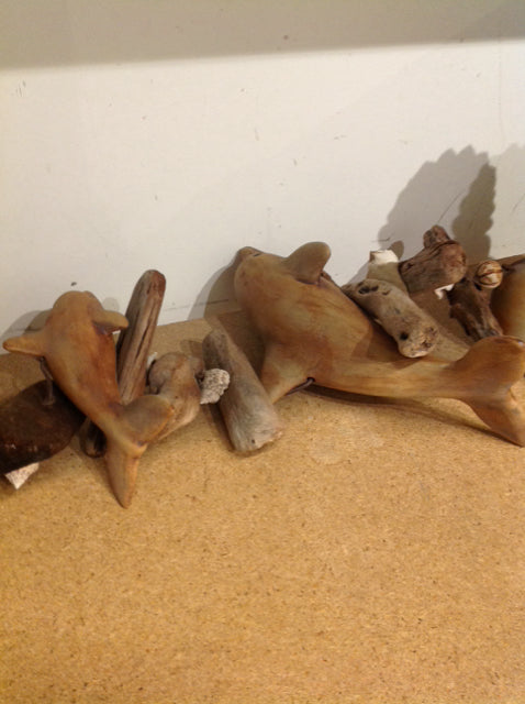 40" Signed Terracotta & Driftwood Dolphin Wind Chime