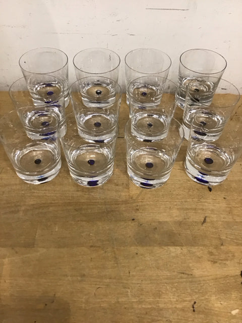 Set Of 12 3 7/8 Double Old Fashion Intermezzo Blue By Orrefors Barware