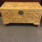 35"x17" Asian Carved Wood Trunk