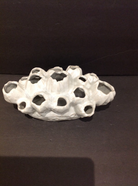 12" Abstract White Ceramic Vase