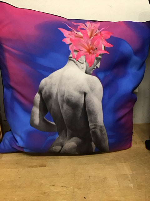 20" Fucshia/Blue Floral Classical Sculpture Pillow