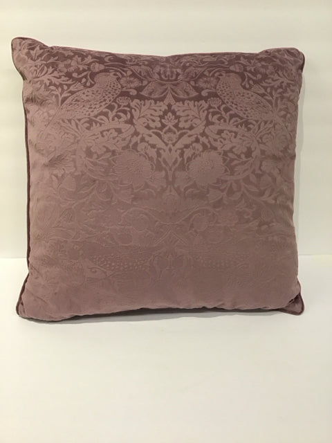 Lavender Pillow w/Velour Floral/Bird Design