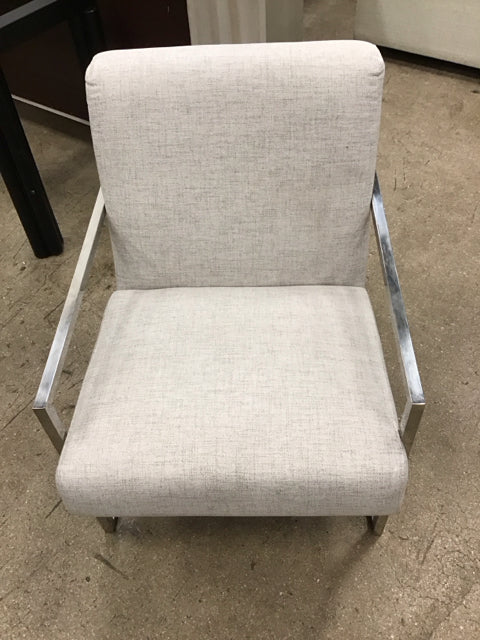 Tan Upholstered Chrome Accent Chair