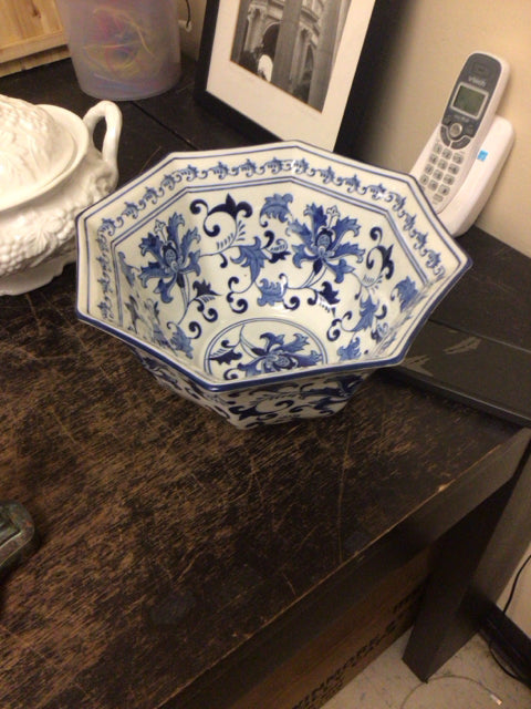 Blue & White Octagon Bowl