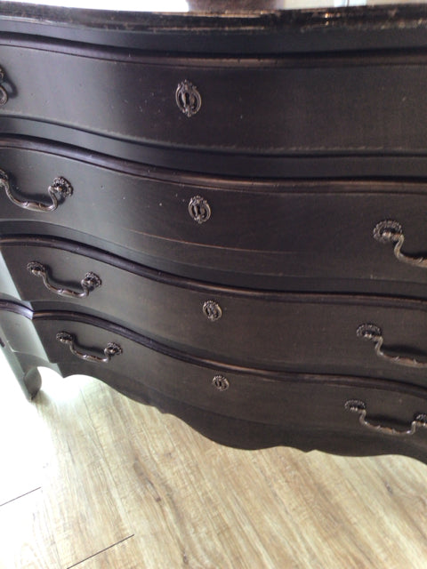 AS-IS Kincaid furniture Brown Four Drawer Stone Top Chest(Middle Drawer Scratch)