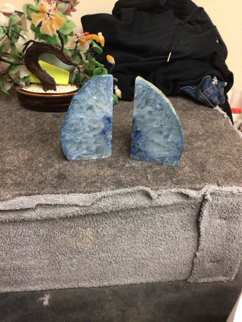 Pair Of Blue Celestite Crystal Bookends