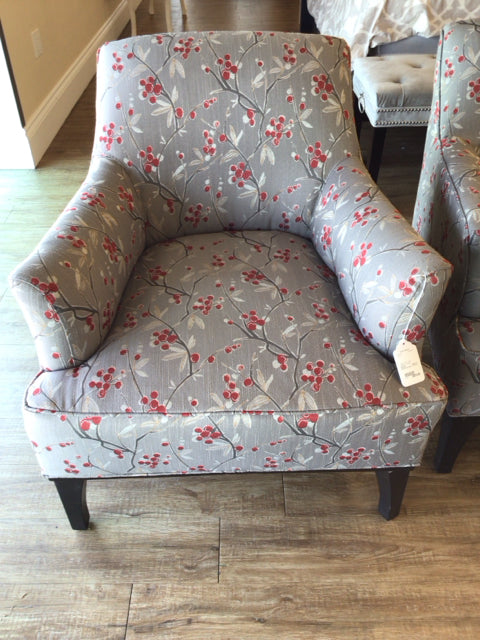 Gray Arm Chair W/Berry Print