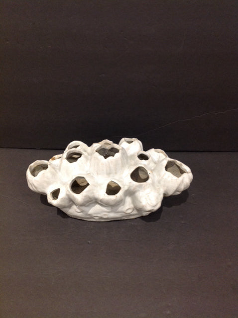 12" Abstract White Ceramic Vase