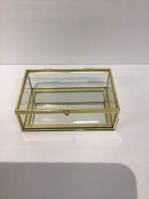 5"x3.5" Gold Metal & Glass Box