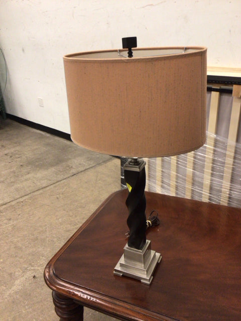 Twisted Wood/Metal Table Lamp
