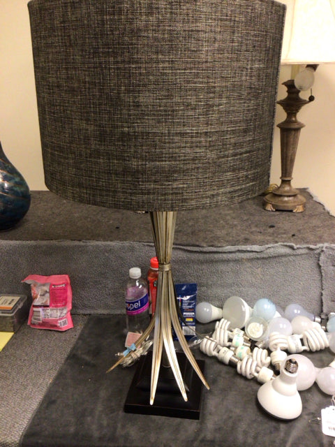 31" Silver Spike Table Lamp W/Shade