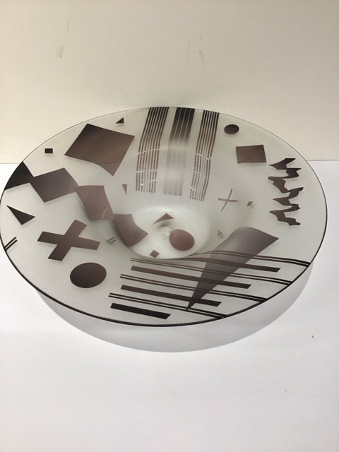 16"Rd Frosted & Brown Paint Design Bowl