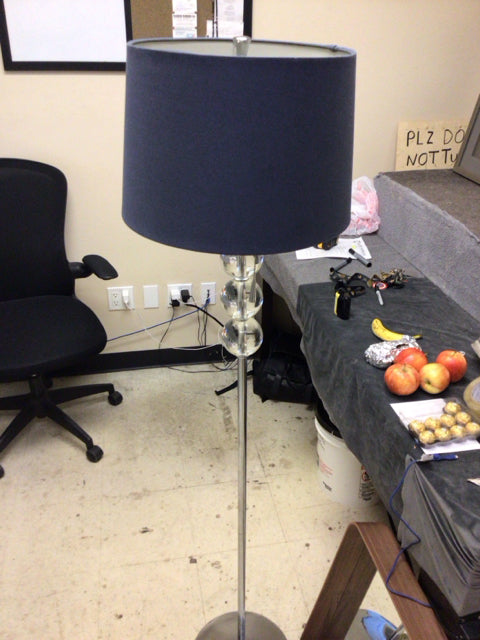 Chrome Acrylic Stacked Spheres Floor Lamp W/Blue Shade