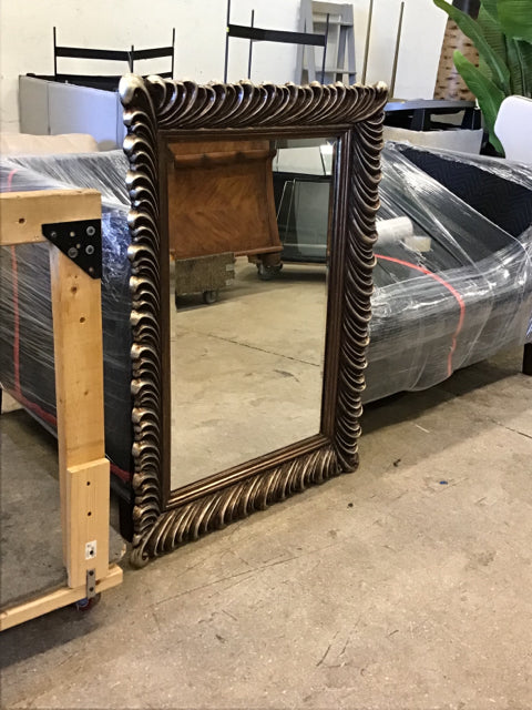 35x47 Dare Wood Industrial Framed Beveled Mirror
