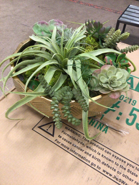 Z Gallerie Faux Decorative Plants In Matte Gold Planter