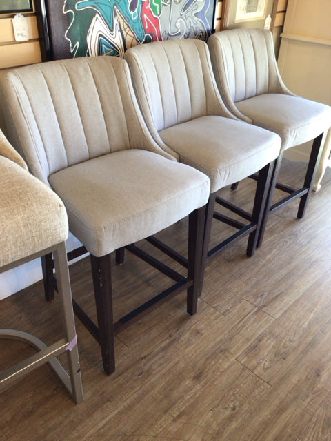 3-Grey Upholstered Bar Stools