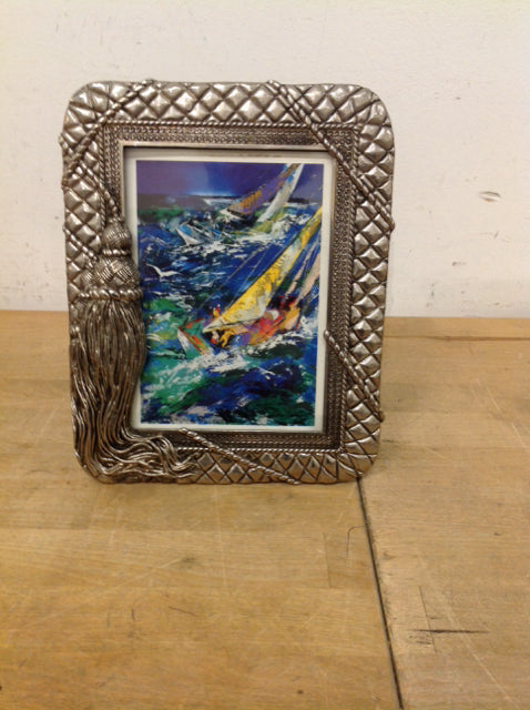 5x7 Silver Tone Tassel Picture Frame