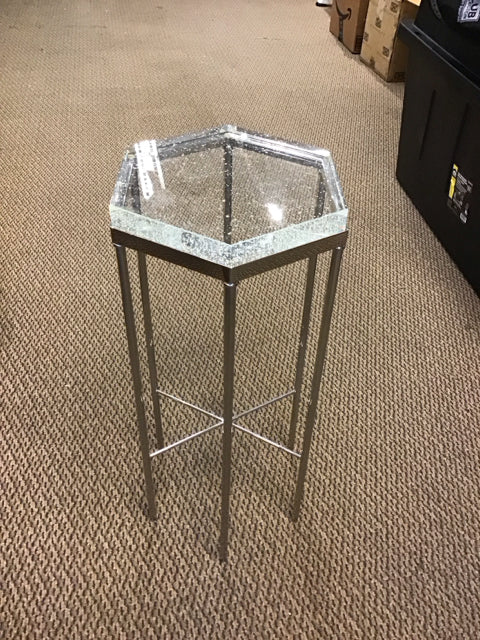 Silver Metal Hexagonal Bubble Glass Top Table