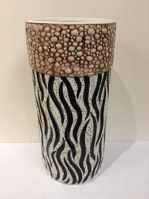 19" Zebra Enamel Umbrella Stand