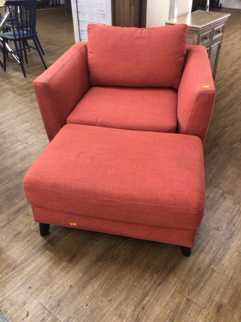 RTG Cindy Crawford Home Red Fabric Chair & Ottoman