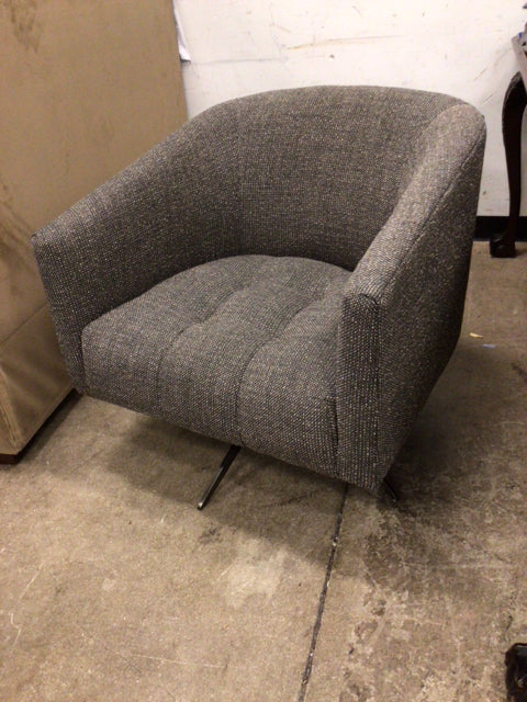 Grey Textured Upholstery Swivel Chair