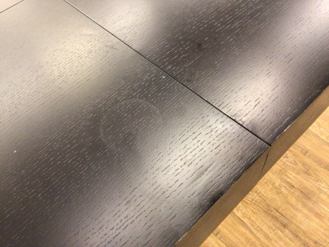 AS-IS Brazilian Dark Wood Extension Pedestal Dining Table(Ring Mark On Leaf)