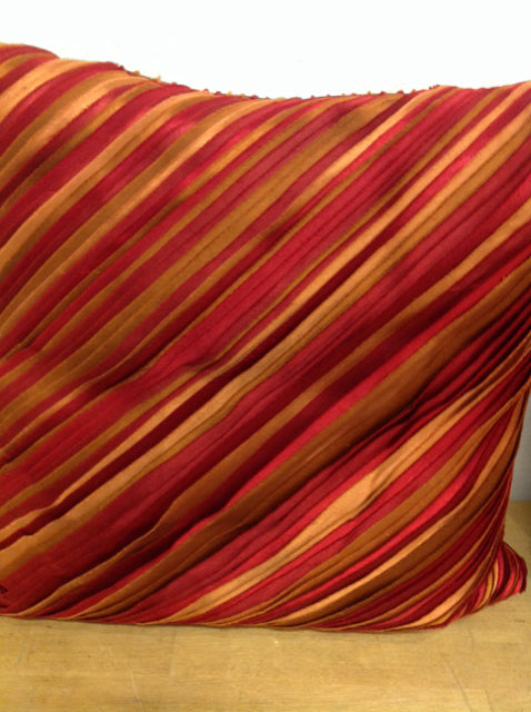 Pillow- 16" Red & Gold Satin