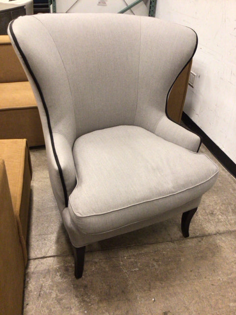 Grey Fabric Wing Chair