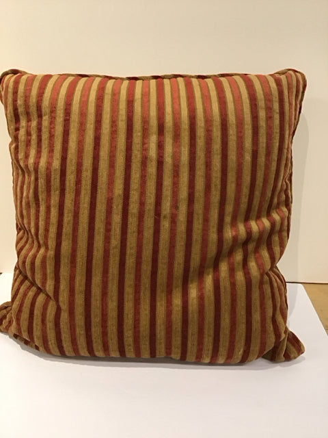 Gold/Red Chenille Stripe Down Fill Pillow
