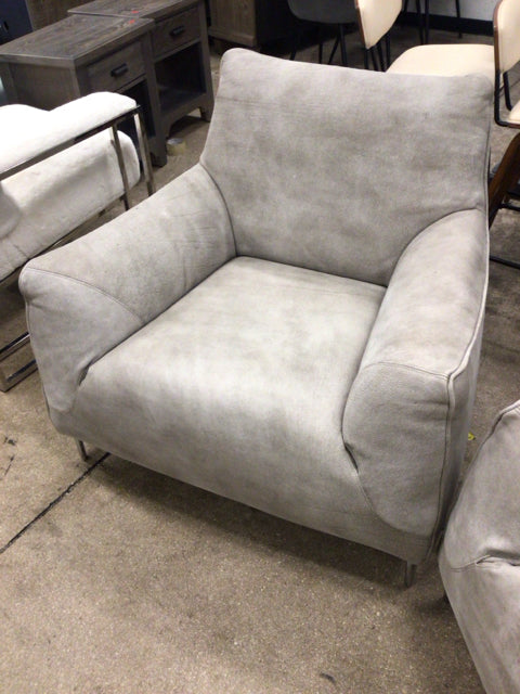 Natuzzi Dolly Grey Leather Lounge Chair