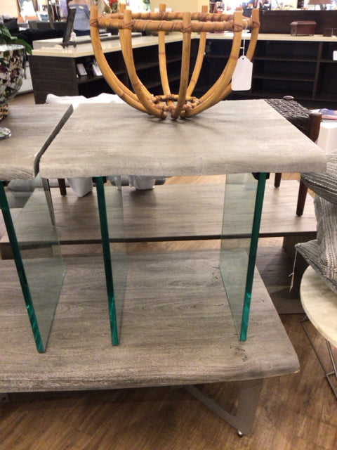 Grey Live Edge/Glass Base End Table