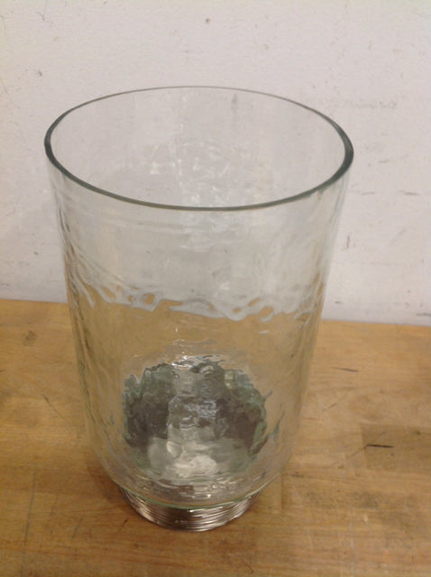 Vase- 9" Silver Rim Glass