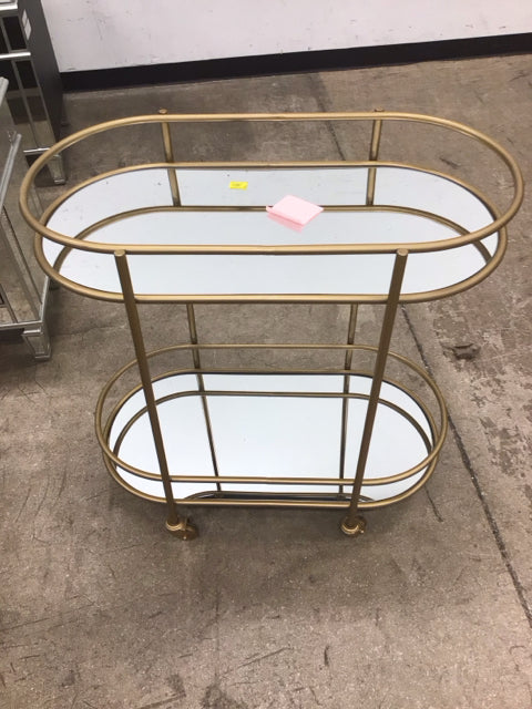 Gold Metal & Glass Bar Cart
