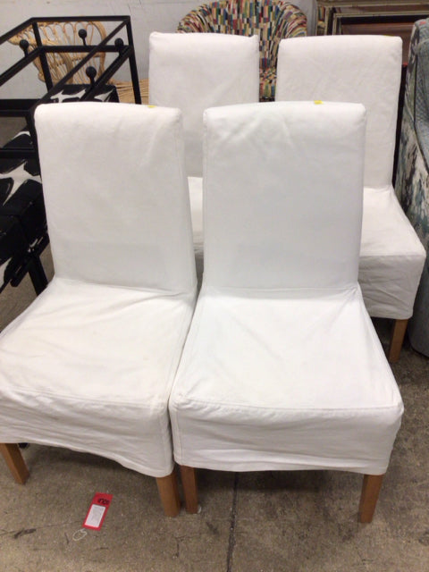 Set Of 4 IKEA Bergmund Slipcover Dining Chairs