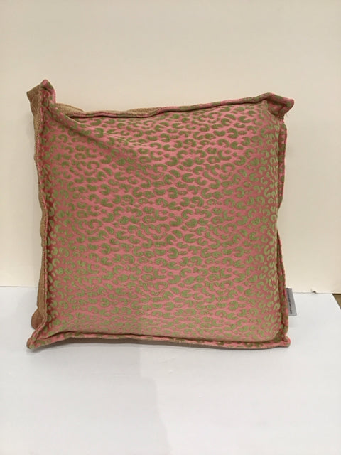 Michael Amini Grey Leopard Print Pink Pillow