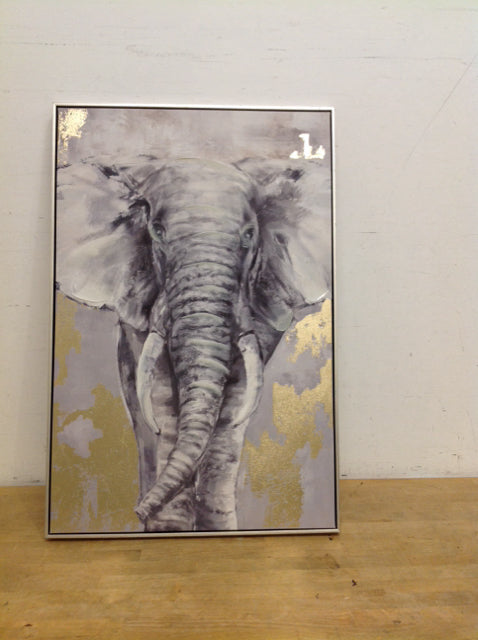 35x24 Elephant Mixed Media Print on Canvas