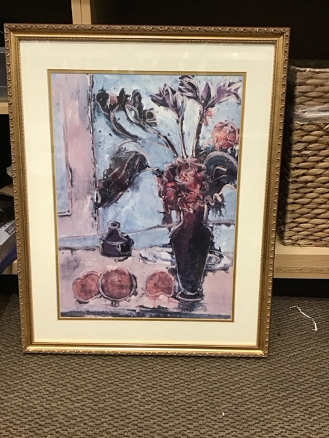 24x30 Framed J Combs Iris/Lilies Still Life
