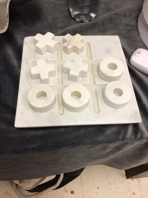 8" X 8" Marble Tic Tac Toe Board W/Game PCS