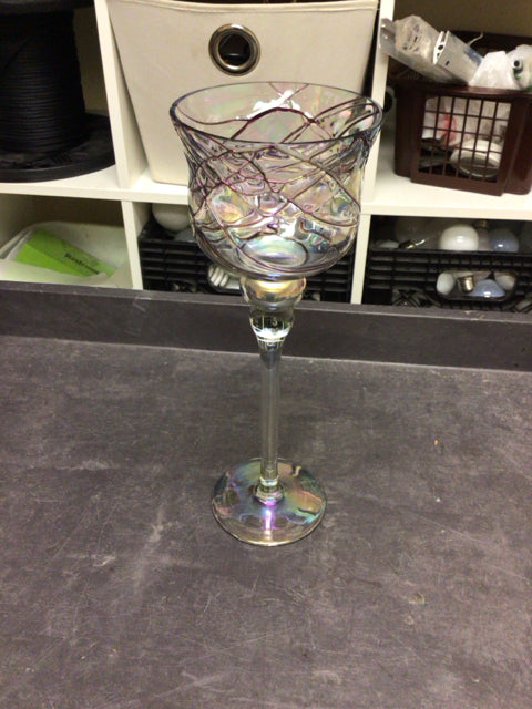 13 3/4" Iridescent Footed Candle Holder