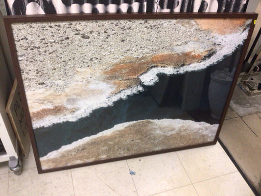 41" X 31" Brown Framed Ocean Print