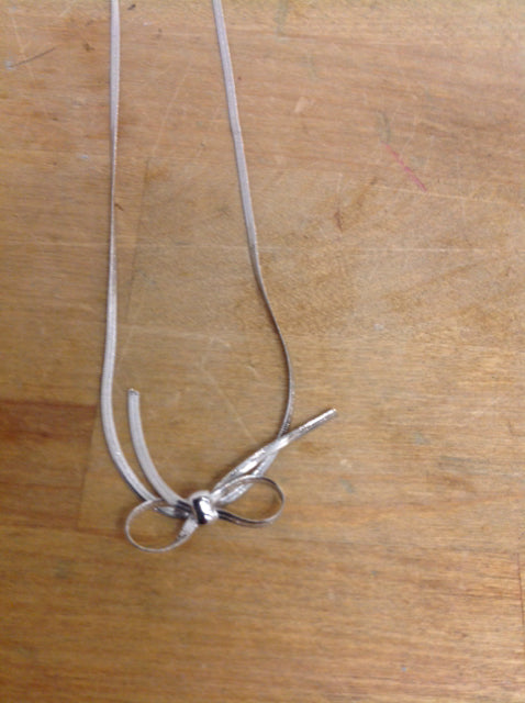 Necklace- Tiffany Style Silver Bow