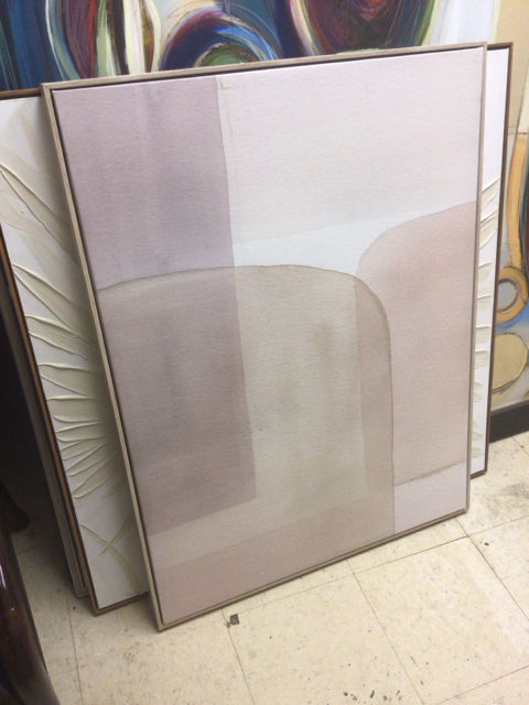 31" X 41" Light Pink/Tan/Cream Abstract Framed  Print On Canvas