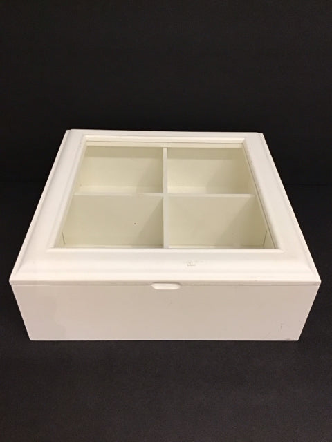 13" Sq White Wood Jewelry Box
