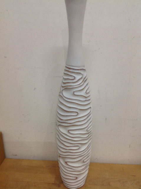 Vase- 23" White Wood Swirl